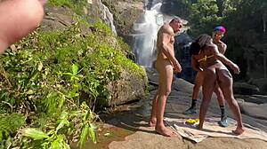 Took pretty girl to waterfall for sex