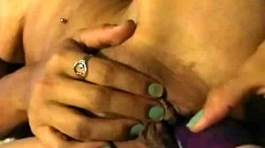 Latina girlfriend reaches squirting orgasm using big dildo