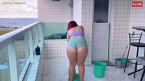 Naughty Maid In Shorts Drives Crazy!