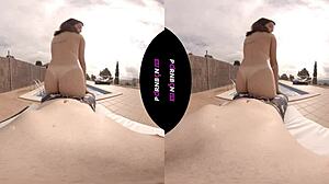 Nympho Latina Neighbor Seduces for Outdoor Poolside Fucking in VR POV