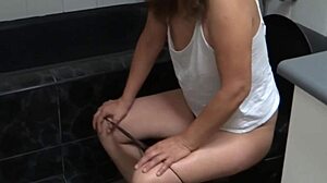 My Mature Wife Pees and Washes Hairy Pussy on Cam