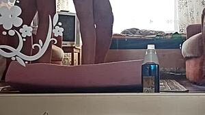 Pussy fucking and pussy play amateur homemade video with Kazakh couple