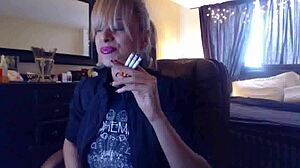 Blonde smokes cigarettes fetish