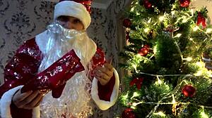 bad santa claus spreads holiday cheer with dirty talk and gay cum