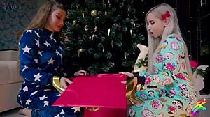 Holiday anal double fisting by the Christmas tree