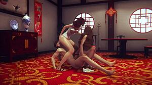 3d animation hs2 two brunette girls having sex