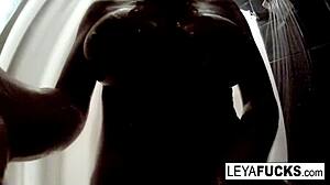 Leya Falcon takes a camera into the shower to film her nude body