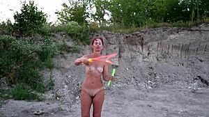 soap bubbles popping in outdoor naked amateur scene