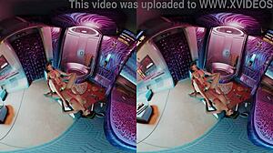 야, VR에서 빛나는 딜도로 시저링 하는 거 대박! 사이버펑크 2077 패러디 짱! 😜