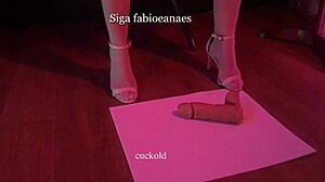 hotwife shows off high heels and stockings for cuckold