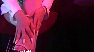 hotwife shows off high heels and stockings for cuckold