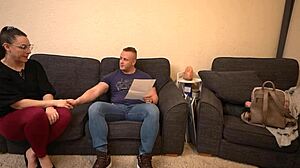 Hot PAWG with big ass nails job interview with unexpected wild action.