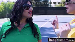 Tennis game turns into foursome with MILFs.