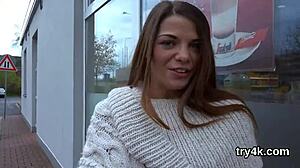 Sweet cutie gives blowjob in pov then gets vagina fucked