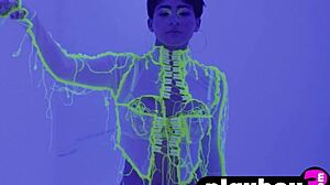 Amazing Latina teen Mia Valentine undresses, showing big tits and ass in lingerie 😘