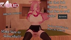 Cat girl kanako finds a dick and sees if she can fit on it