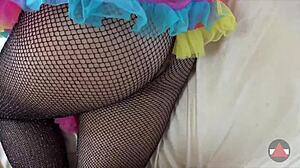 Spank me harder for that cumshot on my fishnets!