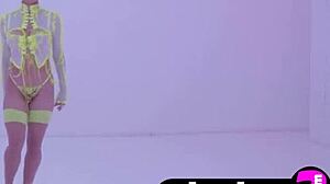 Amazing Latina teen Mia Valentine undresses, showing big tits and ass in lingerie 😘