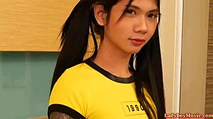 Teen ladyboy Alice takes bareback anal hard