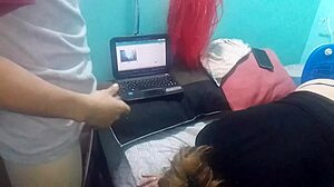 me la chupa while we webcam and doggy fuck with panties on.