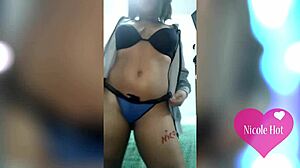 Nicole hot, the hot brunette, touches her very wet pussy naughtily