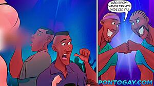 Estrelas de basquete mostram paus gigantes em desenho gay