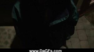 Ebony Babe Sucks Balls In Outdoor Voyeur Scene