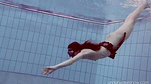 Roxalana Chech Scuba Diving Naked in Public Pool