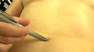 i love playing with fifi foxx's belly button while she's topless showing her natural tits and brunette fetish