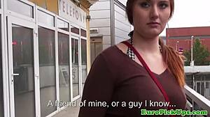 Ruiva Europeia Gozando com Porra de Estranho ao Ar Livre!