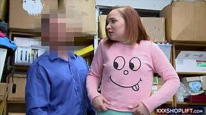 Cute redhead shoplifter gets bent over and punish fucked in the backroom reality.