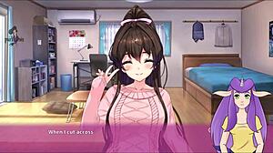 ninnin days part 10 finale with sexy brunette and big tits in game