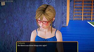 blonde teen plays game in family series