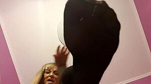 Blonde femdom turns him into a footstool