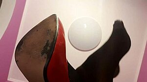 Blonde femdom turns him into a footstool