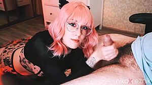 Amateur Blowjob from Cutie in Glasses