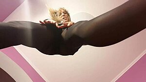 Blonde femdom turns him into a footstool