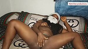 She fingers herself with toys alone.