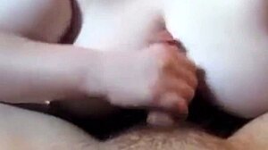 real wife makes dick cum with huge tits!