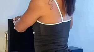 Tattooed Brunette Pornstar Solo Reality Show