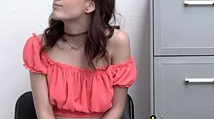 Holy shit, small tits thief bangs big cock officer before jail!