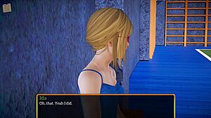 blonde teen plays game in family series