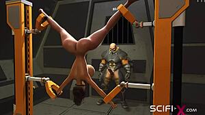 I’m blown away as this busty ebony gets drilled by a sci-fi soldier in a wild cell