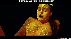 i'm the glow in the dark goddess fingering my shaved pussy with dildo solo.