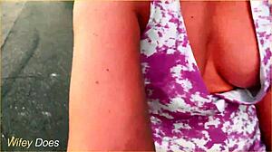 Wife Flashes Cleavage on Public Bike Ride Dare
