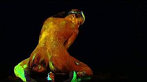 i'm the glow in the dark goddess fingering my shaved pussy with dildo solo.