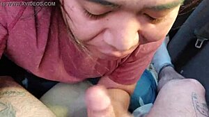 sucking best friend outdoors, swallowing cum in part 2.