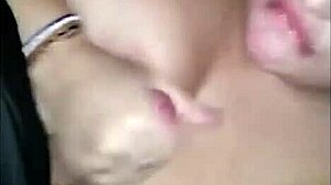 He cums on the BBW's massive tits during webcam