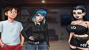 Ebony babe rides him hard in bed with cowgirl moves