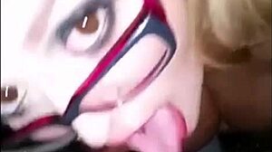 He cums on the BBW's massive tits during webcam